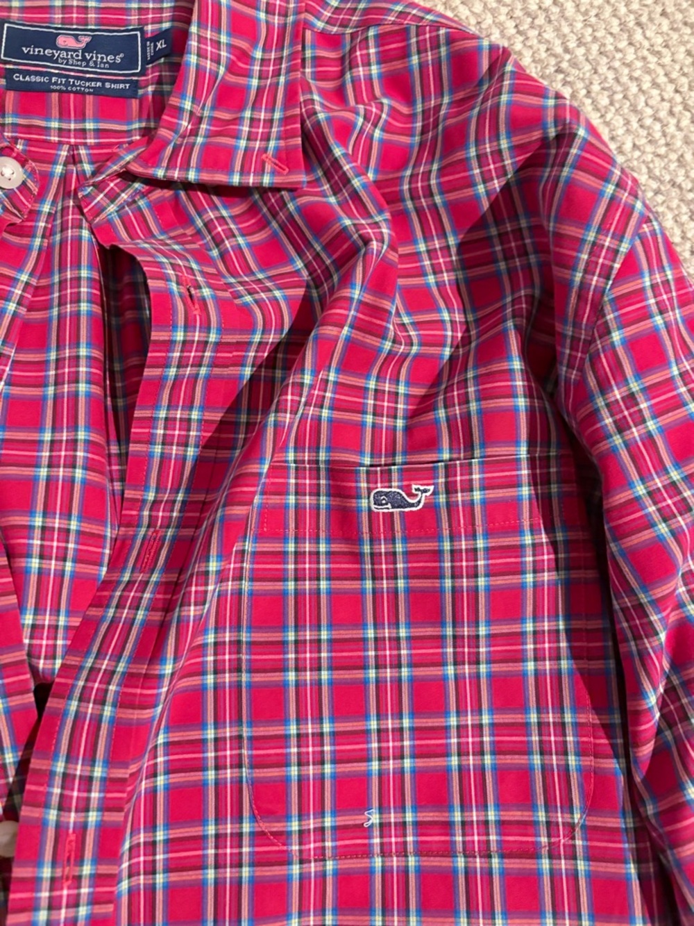 Vineyard Vines Red Plaid Long-Sleeve Button-Down Shirt - Picture 3 of 3